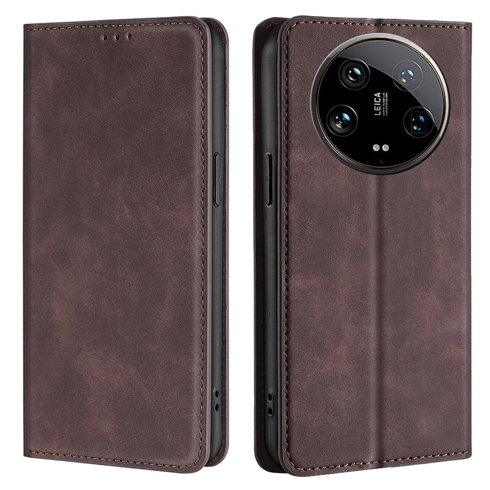 For Xiaomi 14 Ultra Case Skin Feeling PU Leather Phone Cover with Card Slots