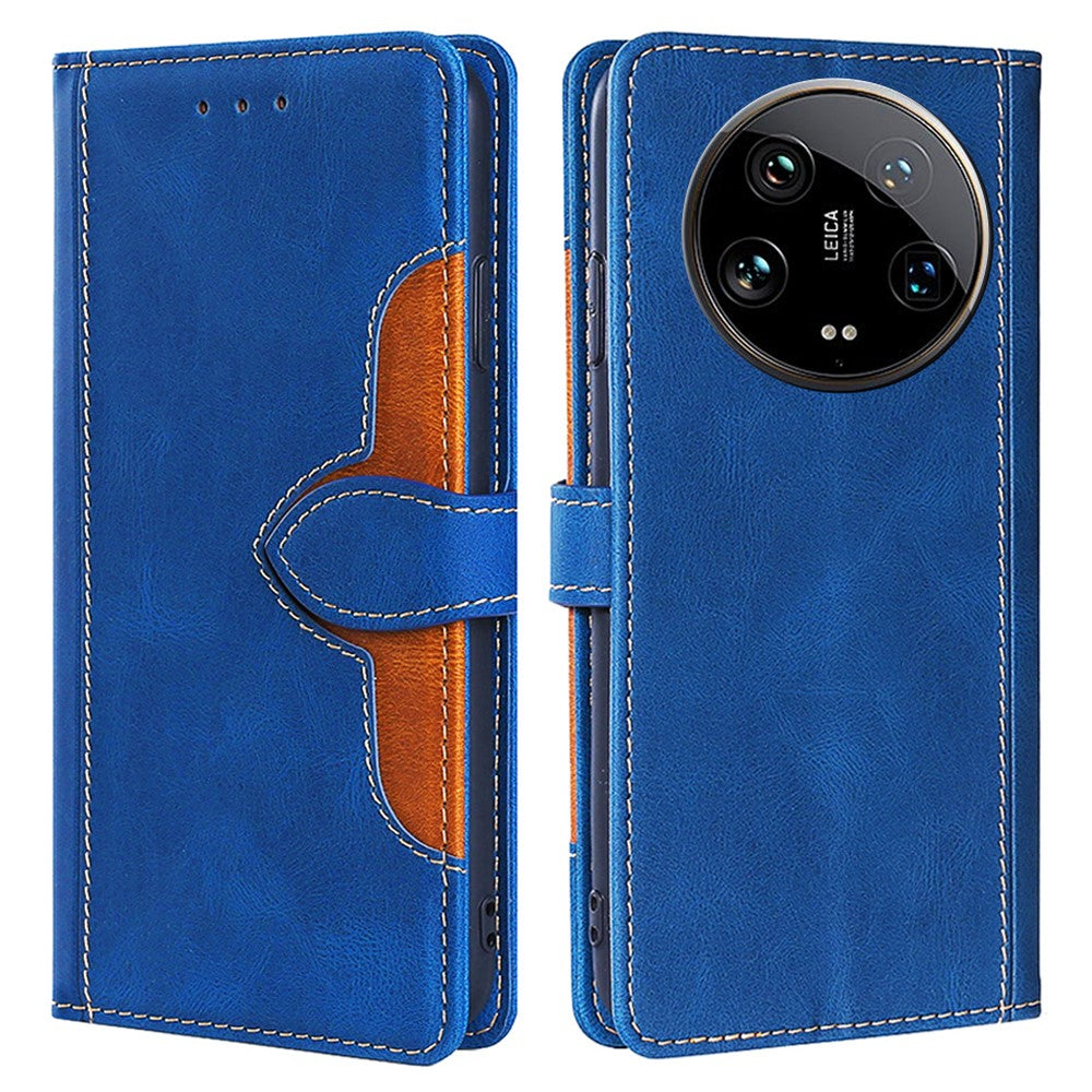 Skin-touch Shell for Xiaomi 14 Ultra Straw Hat Phone Cover PU Leather Stand Wallet Case