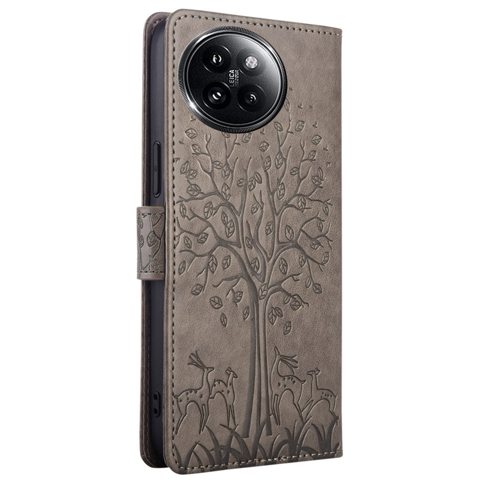 For Xiaomi Civi 4 Pro 5G / 14 Civi 5G Leather Case Deer Tree Pattern Wallet Flip Stand Cell Phone Cover