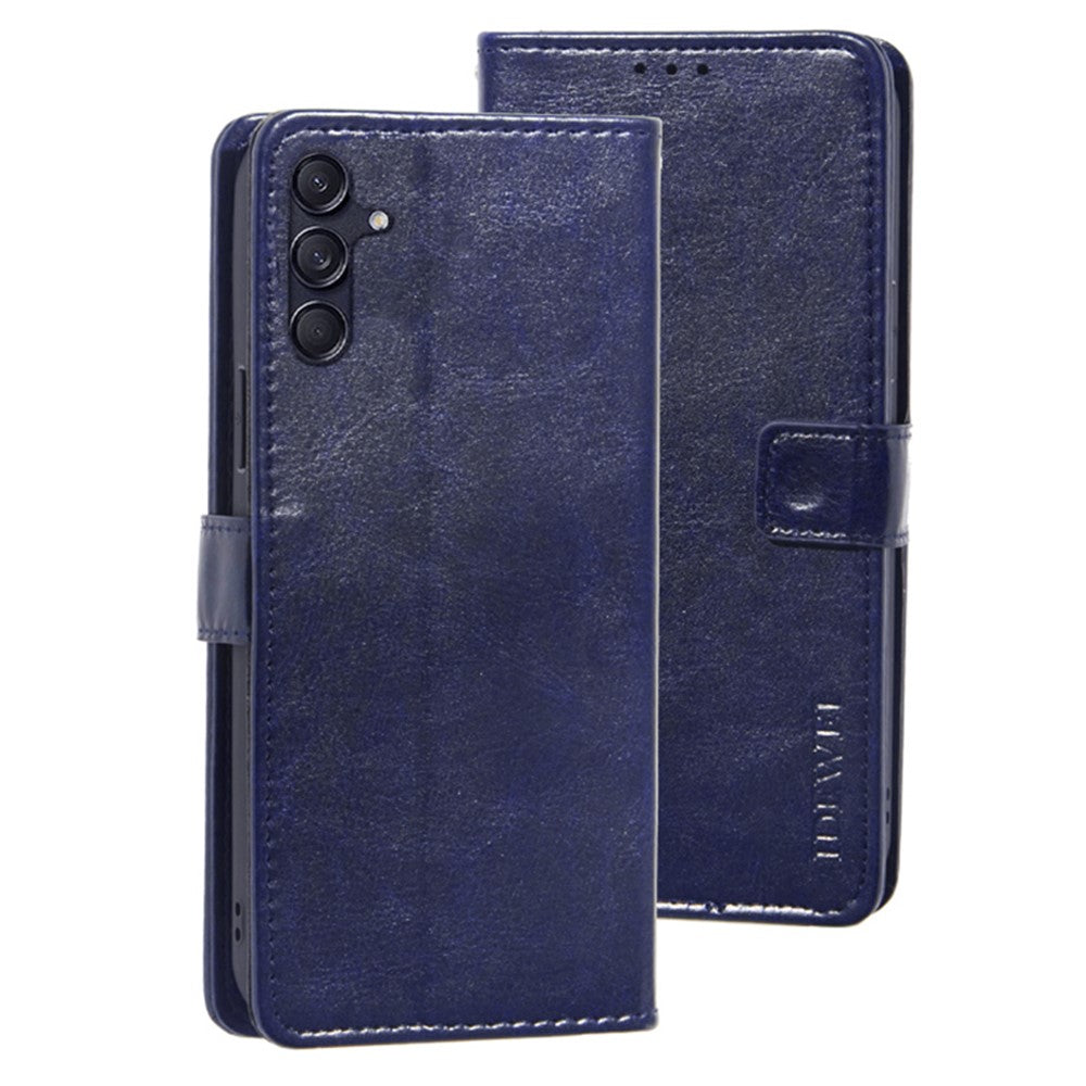 IDEWEI För Samsung Galaxy M55 5G / C55 5G / F55 5G Skal Crazy Horse Textur PU Läder mobilskal Korthållare Stativ