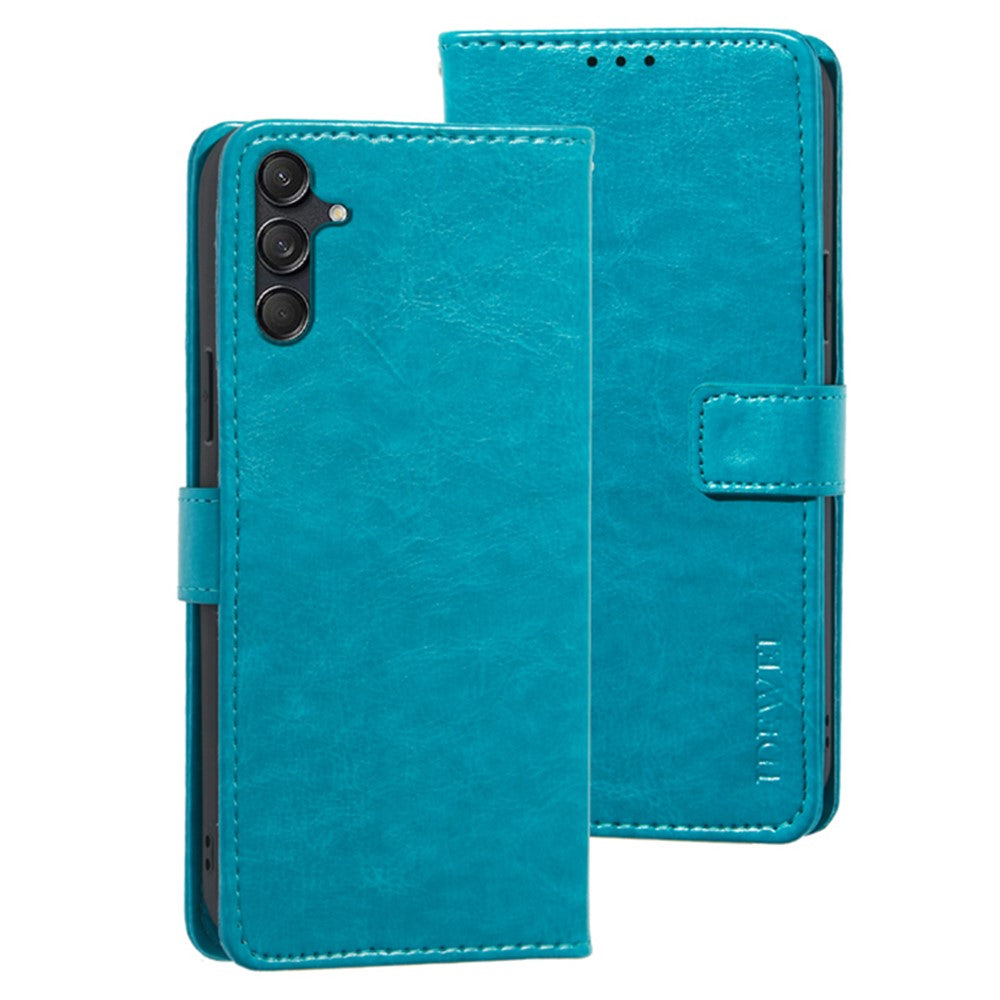 IDEWEI För Samsung Galaxy M55 5G / C55 5G / F55 5G Skal Crazy Horse Textur PU Läder mobilskal Korthållare Stativ