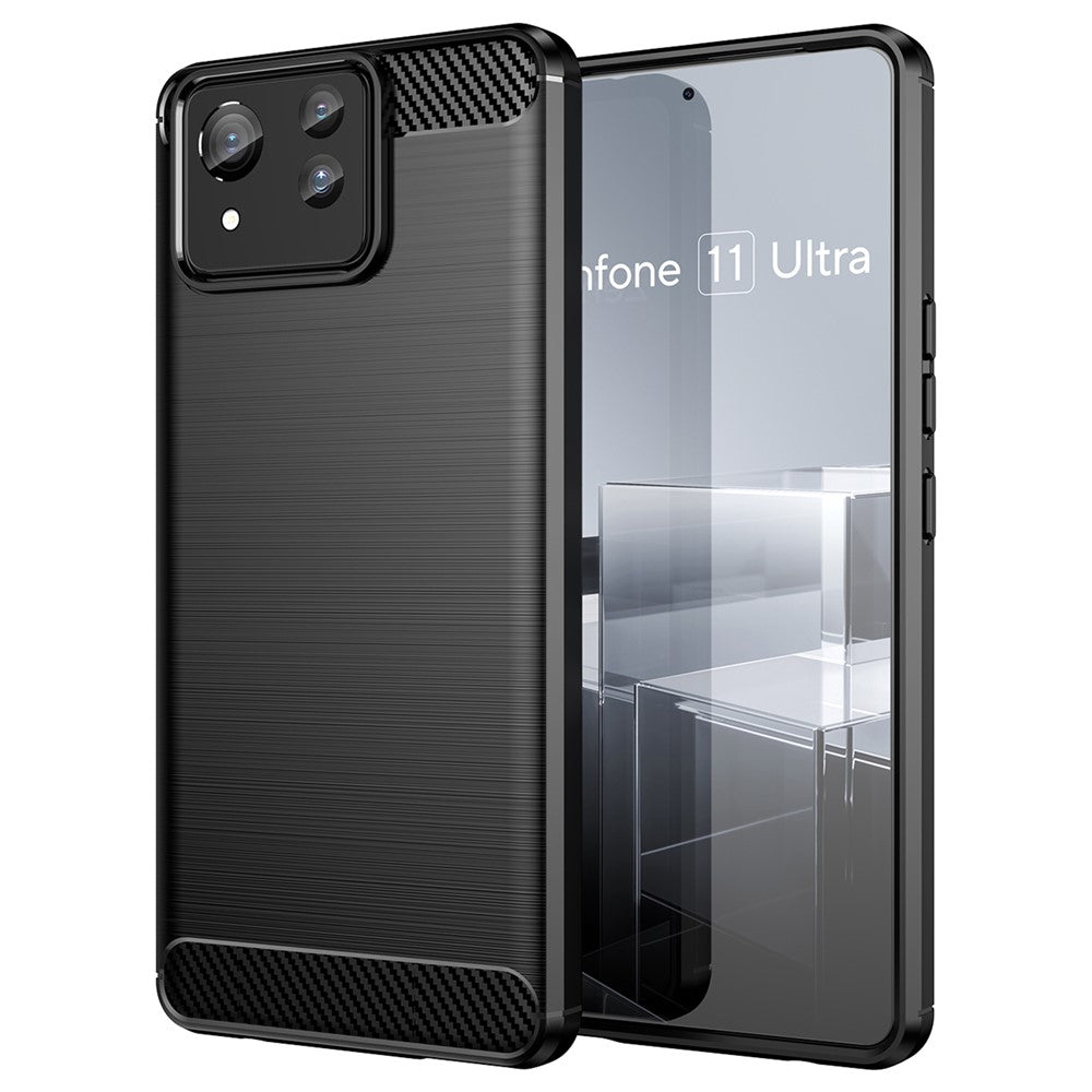 For Asus Zenfone 11 Ultra 5G TPU Case Carbon Fiber Texture Soft Phone Cover