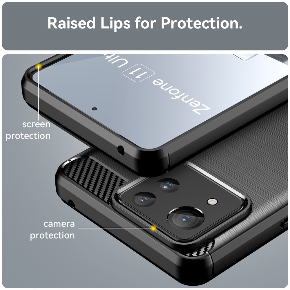 For Asus Zenfone 11 Ultra 5G TPU Case Carbon Fiber Texture Soft Phone Cover
