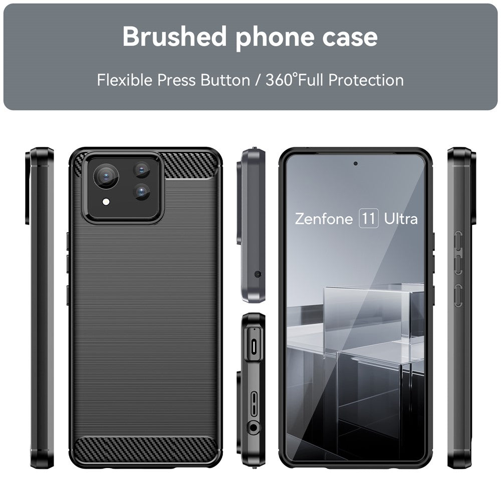 For Asus Zenfone 11 Ultra 5G TPU Case Carbon Fiber Texture Soft Phone Cover