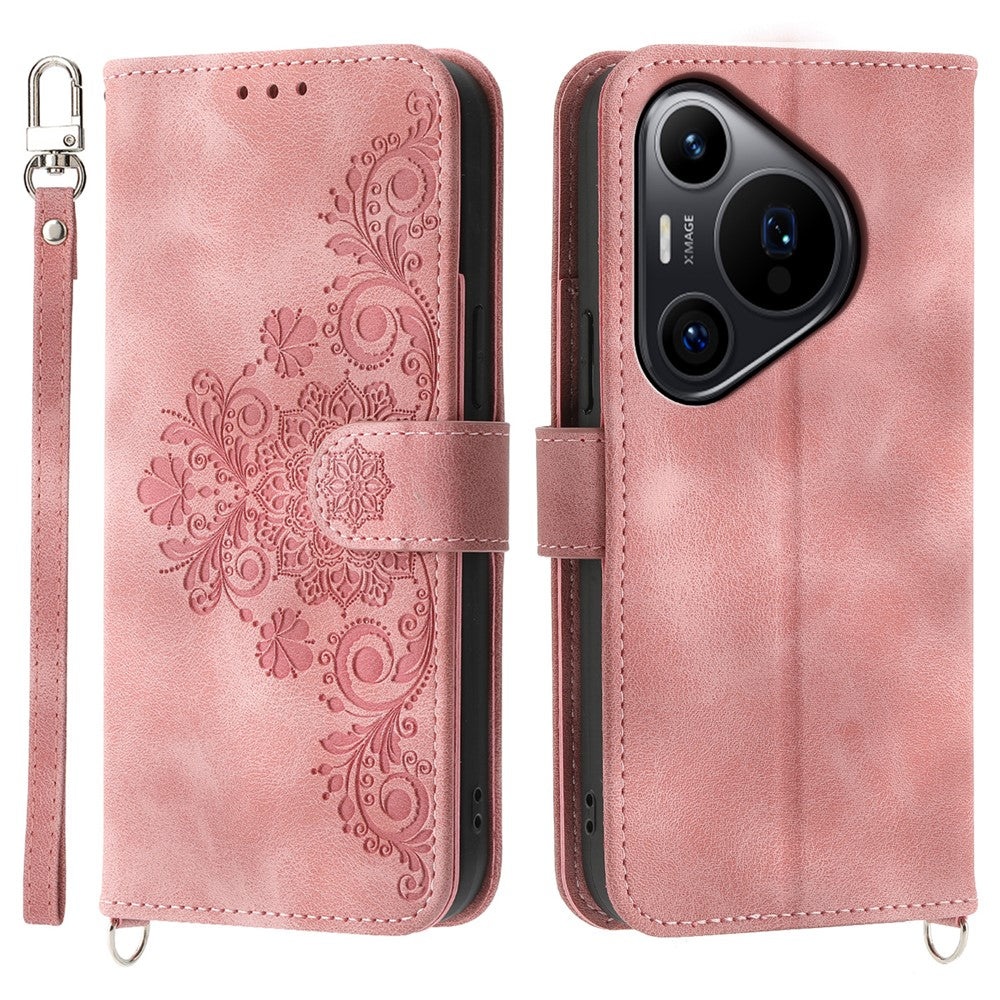 Huawei Pura 70 Pro / Pura 70 Pro+ Axelskal Blommönster Design PU-läder Flipfodral