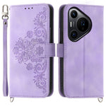 Huawei Pura 70 Pro / Pura 70 Pro+ Axelskal Blommönster Design PU-läder Flipfodral
