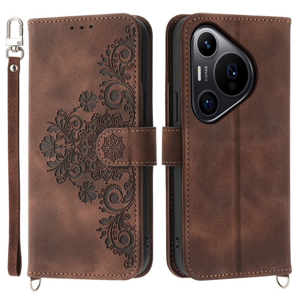Huawei Pura 70 Pro / Pura 70 Pro+ Axelskal Blommönster Design PU-läder Flipfodral