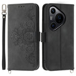 Huawei Pura 70 Pro / Pura 70 Pro+ Axelskal Blommönster Design PU-läder Flipfodral