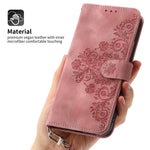 For Huawei Pura 70 Case Wallet Flower Pattern PU Leather Phone Cover with Crossbody Strap