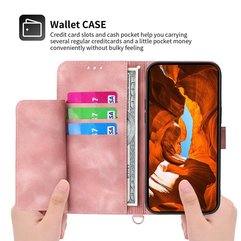 For Huawei Pura 70 Case Wallet Flower Pattern PU Leather Phone Cover with Crossbody Strap