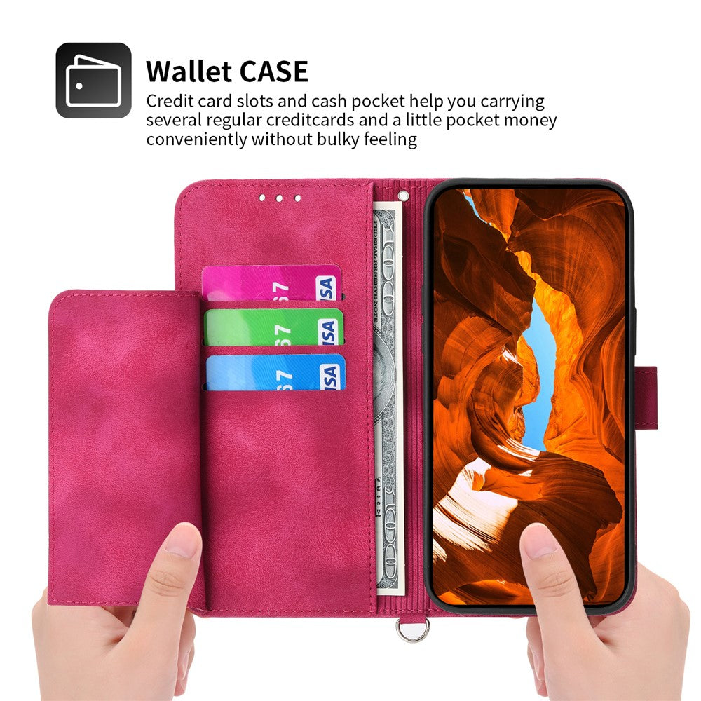 For Samsung Galaxy M55 5G / C55 5G / F55 5G Case Card Slots Wallet Leather Phone Cover with 2 Straps