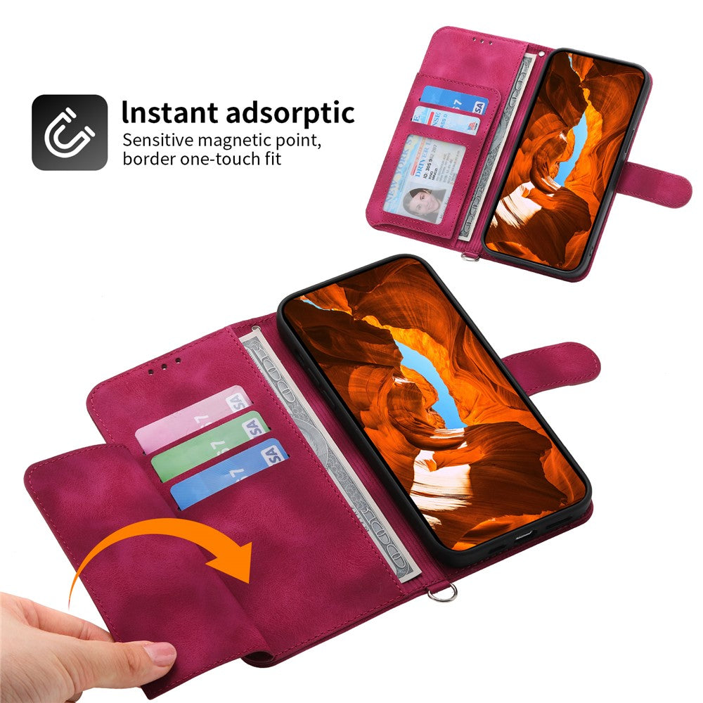 For Samsung Galaxy M55 5G / C55 5G / F55 5G Case Card Slots Wallet Leather Phone Cover with 2 Straps