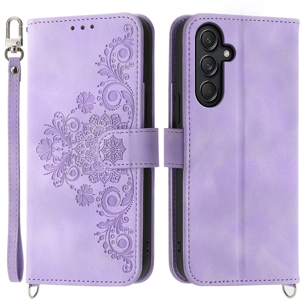 For Samsung Galaxy M55 5G / C55 5G / F55 5G Case Card Slots Wallet Leather Phone Cover with 2 Straps