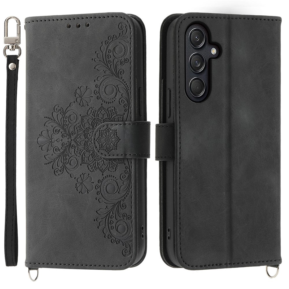 For Samsung Galaxy M55 5G / C55 5G / F55 5G Case Card Slots Wallet Leather Phone Cover with 2 Straps