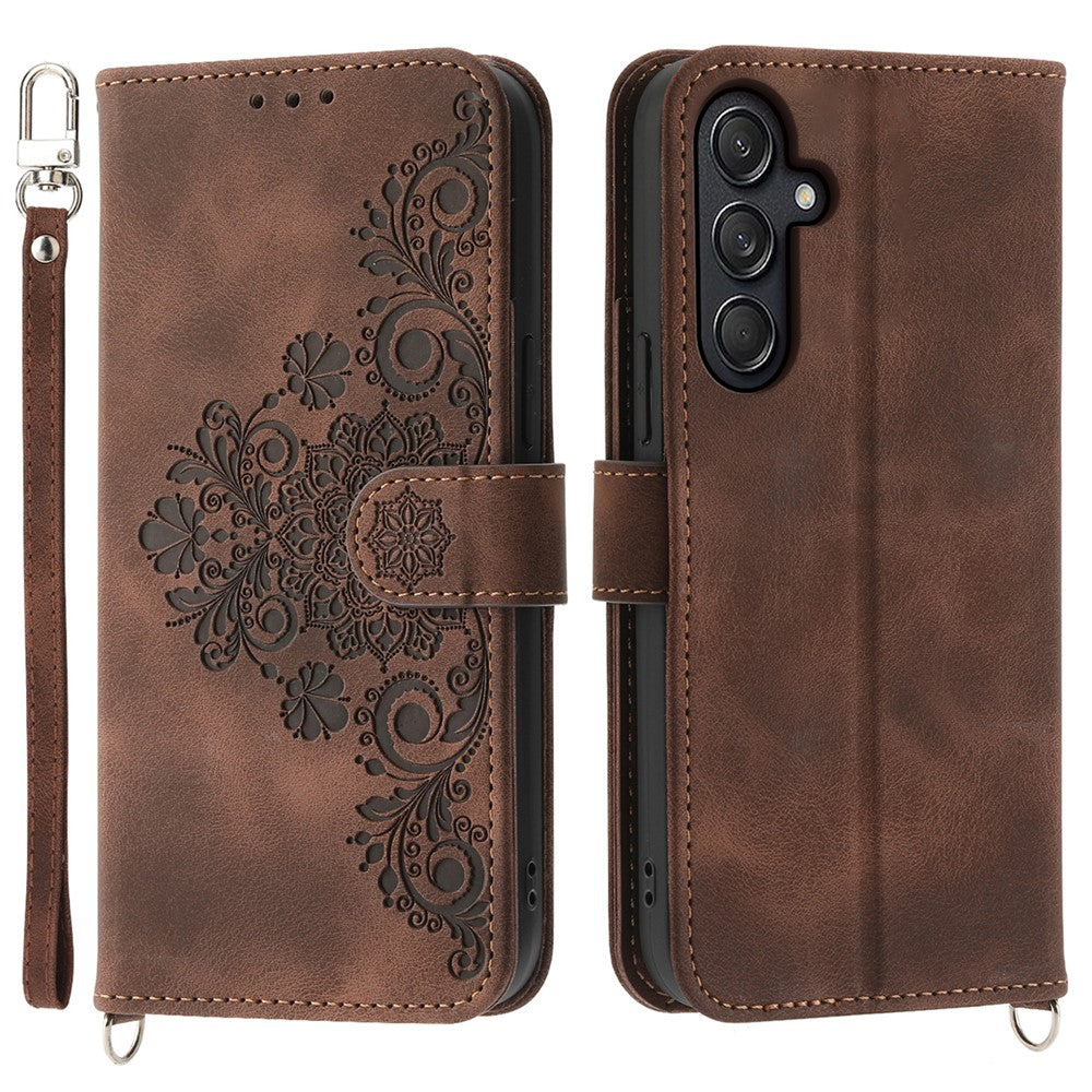 For Samsung Galaxy M55 5G / C55 5G / F55 5G Case Card Slots Wallet Leather Phone Cover with 2 Straps