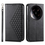 For Xiaomi 14 Ultra Case PU Leather Rhombus Imprinted Pattern Wallet Phone Cover