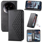 For Xiaomi 14 Ultra Case PU Leather Rhombus Imprinted Pattern Wallet Phone Cover