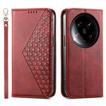For Xiaomi 14 Ultra Case PU Leather Rhombus Imprinted Pattern Wallet Phone Cover