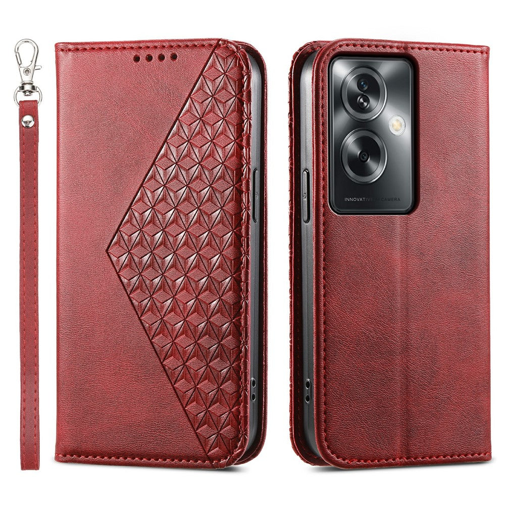 For Oppo A2 5G / A79 5G Case PU Leather Rhombus Imprinted Pattern Wallet Phone Cover