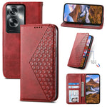 For Oppo A2 5G / A79 5G Case PU Leather Rhombus Imprinted Pattern Wallet Phone Cover