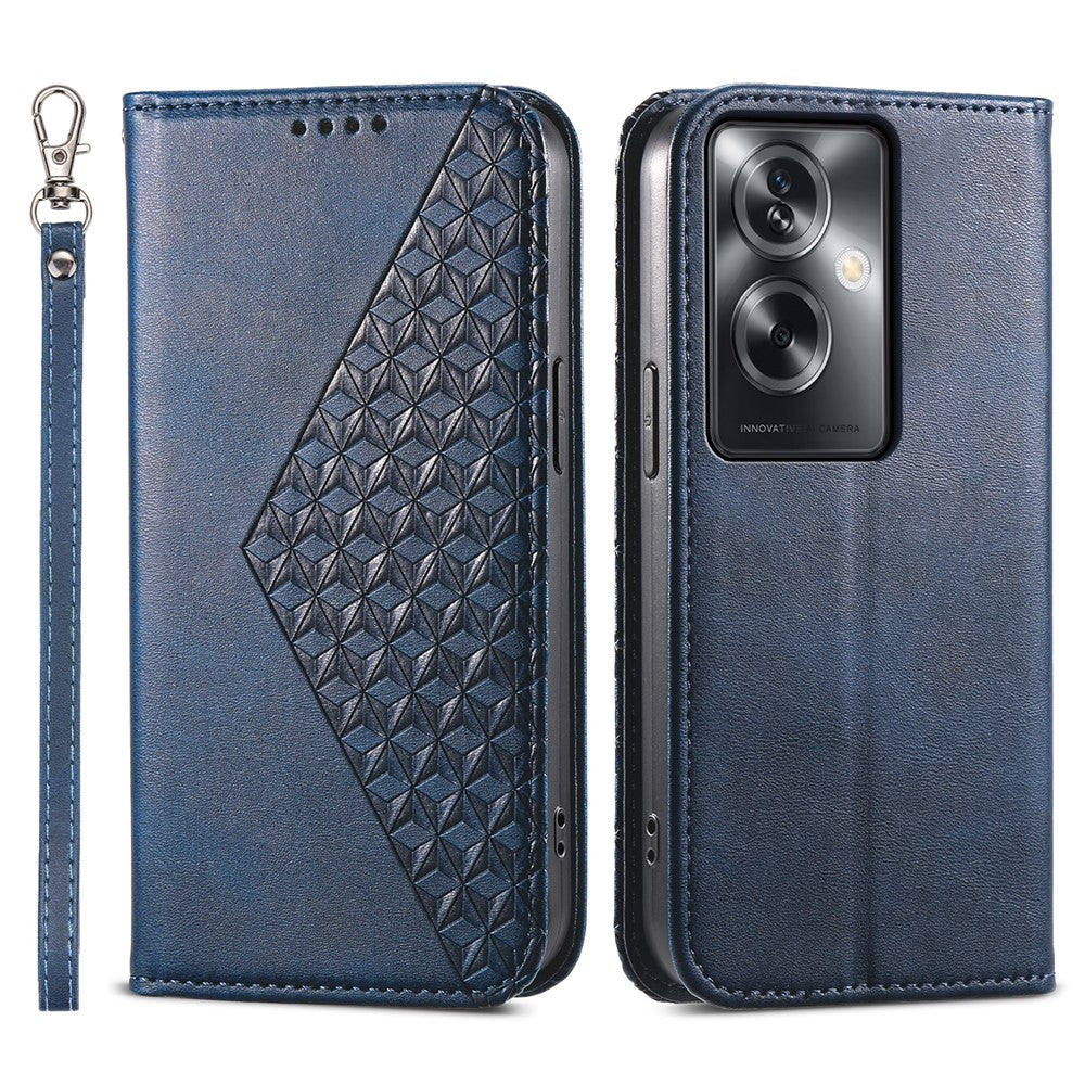 For Oppo A2 5G / A79 5G Case PU Leather Rhombus Imprinted Pattern Wallet Phone Cover