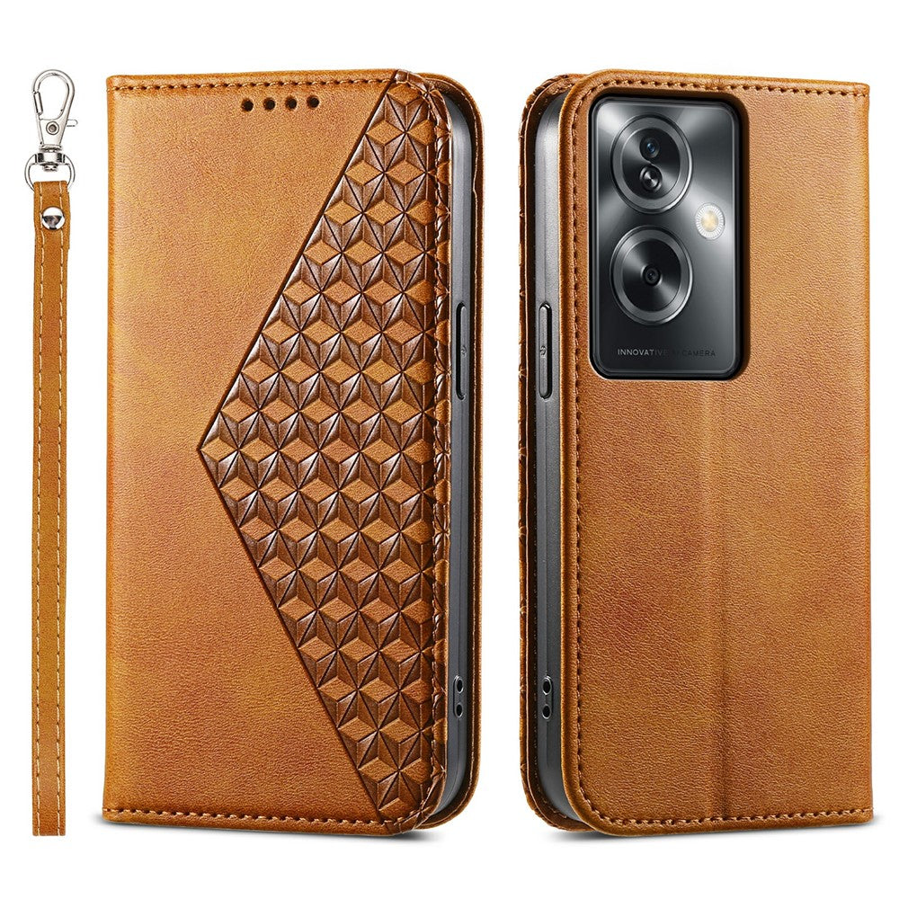 For Oppo A2 5G / A79 5G Case PU Leather Rhombus Imprinted Pattern Wallet Phone Cover