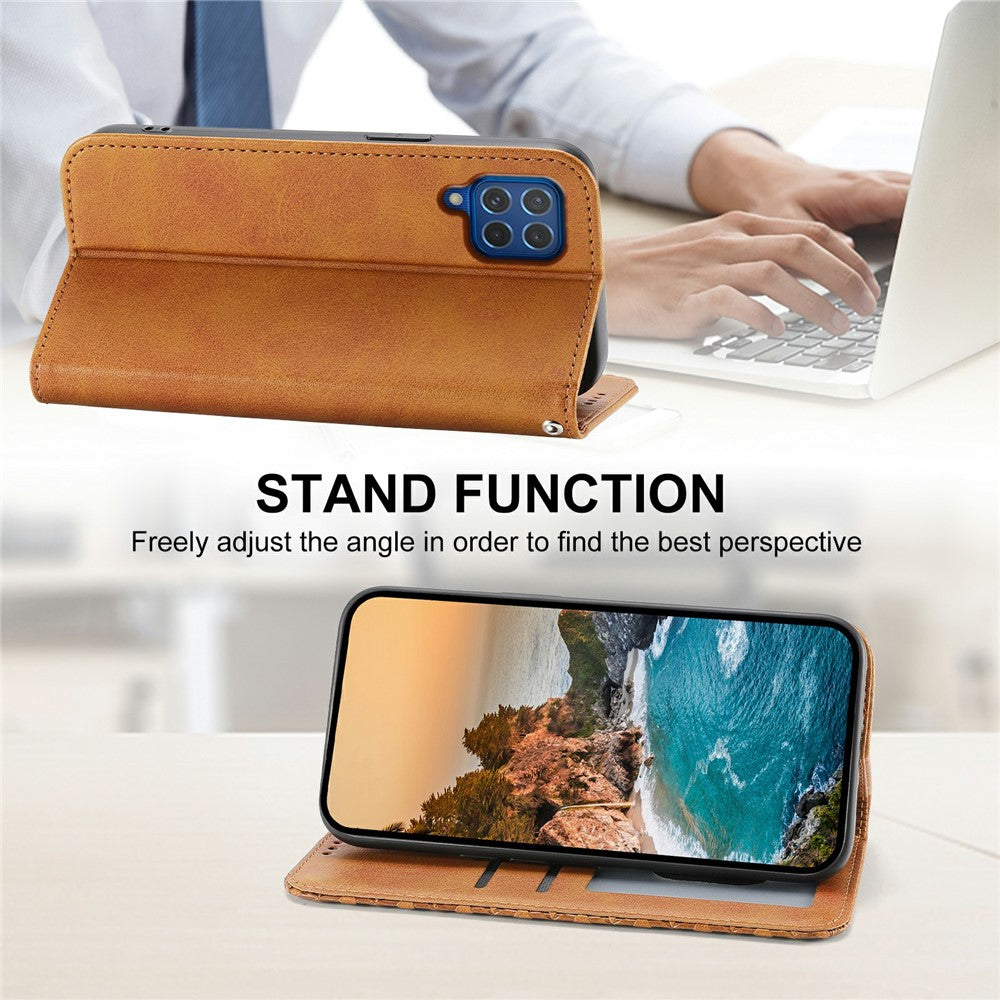 Til Samsung Galaxy M62 Wallet Phone Case Rhombus-præget mønster PU-læder flipcover