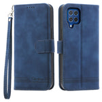 DIERFENG DF-03 Leather Cover for Samsung Galaxy M62 Case Lines Imprinted Wallet Stand Shell