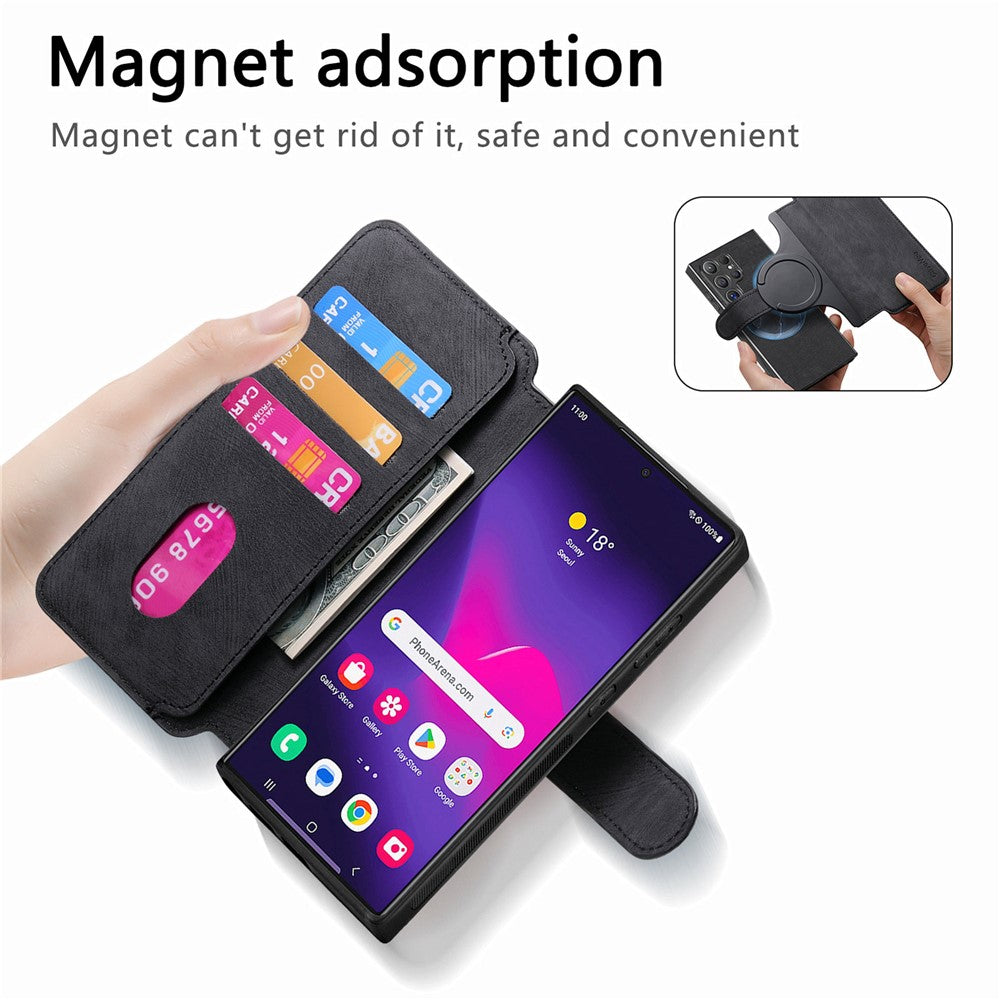 Til Samsung Galaxy S24 Ultra Magnetisk Cover CASENEO Aftagelig Læder Telefon Pung Cover