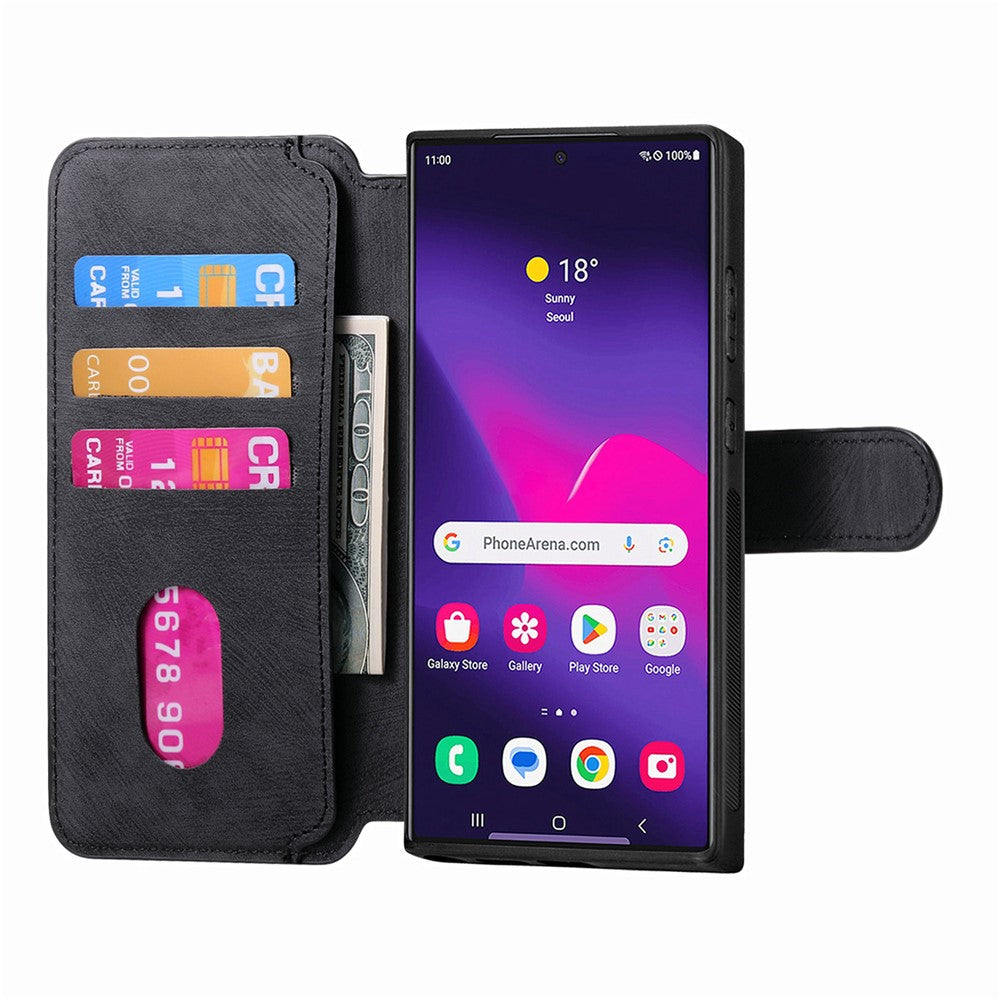 Til Samsung Galaxy S24 Ultra Magnetisk Cover CASENEO Aftagelig Læder Telefon Pung Cover