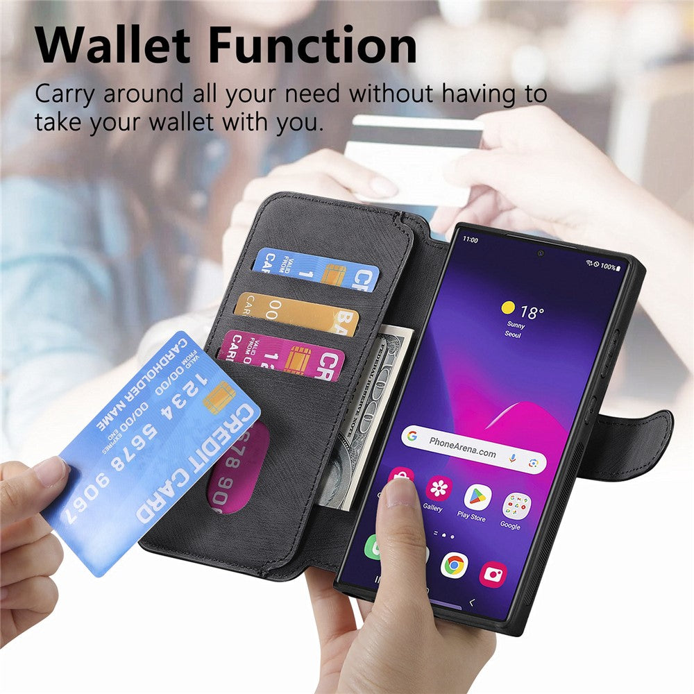 Til Samsung Galaxy S24 Ultra Magnetisk Cover CASENEO Aftagelig Læder Telefon Pung Cover