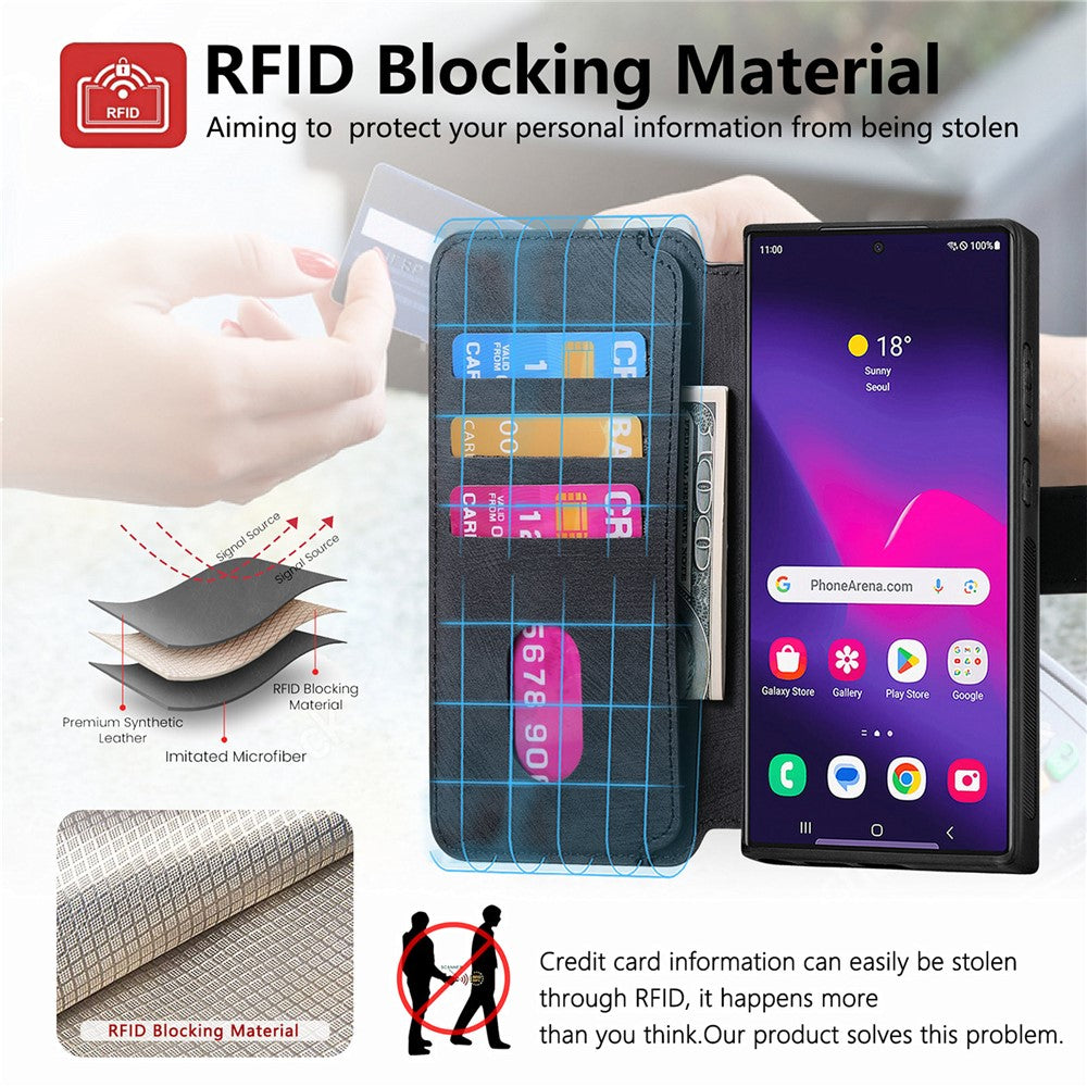 Til Samsung Galaxy S24 Ultra Magnetisk Cover CASENEO Aftagelig Læder Telefon Pung Cover
