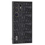 ABEEL For Samsung Galaxy S24 Ultra Case Canopy Texture Genuine Cow Leather Back Cover Camera Protection
