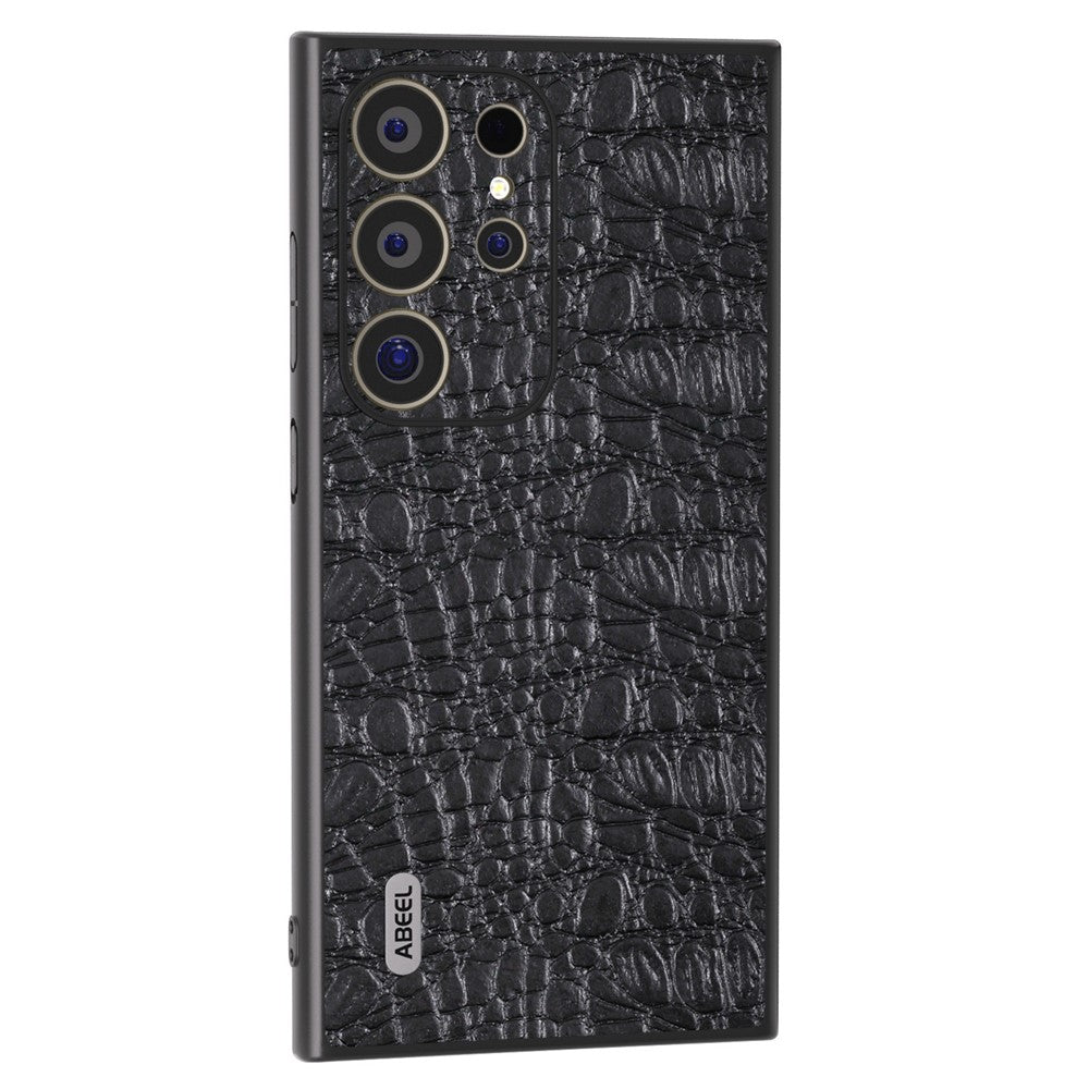 ABEEL For Samsung Galaxy S24 Ultra Case Canopy Texture Genuine Cow Leather Back Cover Camera Protection