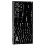 ABEEL For Samsung Galaxy S24 Ultra Cover Krokodillemønster Ægte Koskind+PC+TPU Anti-fald Telefoncover