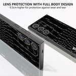 ABEEL For Samsung Galaxy S24 Ultra Cover Krokodillemønster Ægte Koskind+PC+TPU Anti-fald Telefoncover