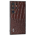 ABEEL For Samsung Galaxy S24 Ultra Cover Krokodillemønster Ægte Koskind+PC+TPU Anti-fald Telefoncover
