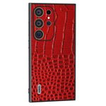 ABEEL For Samsung Galaxy S24 Ultra Cover Krokodillemønster Ægte Koskind+PC+TPU Anti-fald Telefoncover