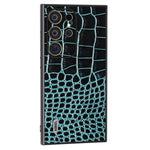ABEEL For Samsung Galaxy S24 Ultra Cover Krokodillemønster Ægte Koskind+PC+TPU Anti-fald Telefoncover