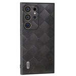 ABEEL For Samsung Galaxy S24 Ultra Case Grid Texture PU Leather+TPU+PC Protective Phone Cover