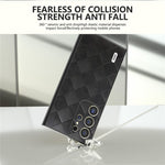 ABEEL For Samsung Galaxy S24 Ultra Case Grid Texture PU Leather+TPU+PC Protective Phone Cover