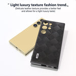ABEEL For Samsung Galaxy S24 Ultra Case Grid Texture PU Leather+TPU+PC Protective Phone Cover