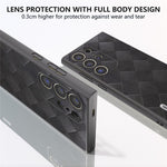 ABEEL For Samsung Galaxy S24 Ultra Case Grid Texture PU Leather+TPU+PC Protective Phone Cover