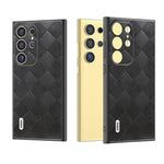 ABEEL For Samsung Galaxy S24 Ultra Case Grid Texture PU Leather+TPU+PC Protective Phone Cover