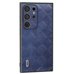 ABEEL For Samsung Galaxy S24 Ultra Case Grid Texture PU Leather+TPU+PC Protective Phone Cover