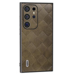 ABEEL For Samsung Galaxy S24 Ultra Case Grid Texture PU Leather+TPU+PC Protective Phone Cover