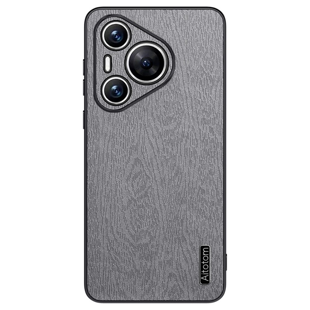 For Huawei Pura 70 Case Wood Grain PU Leather+PC+TPU Slim-Fit Phone Guard Cover