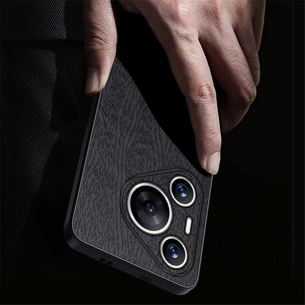 Huawei Pura 70 Pro / Pura 70 Pro+ Reptåligt fodral i trästruktur PU-läder+PC+TPU mobilskal