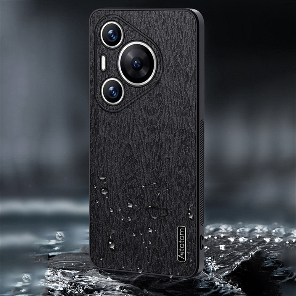Huawei Pura 70 Pro / Pura 70 Pro+ Reptåligt fodral i trästruktur PU-läder+PC+TPU mobilskal