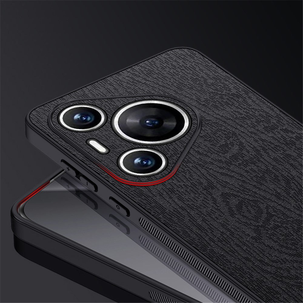 Huawei Pura 70 Pro / Pura 70 Pro+ Reptåligt fodral i trästruktur PU-läder+PC+TPU mobilskal